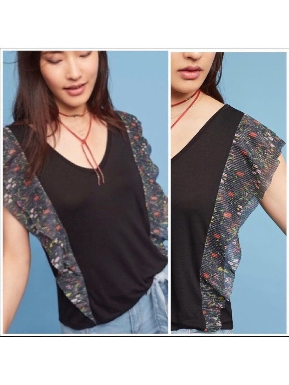 Anthropologie Vanessa Virginia Indak Flutter Top